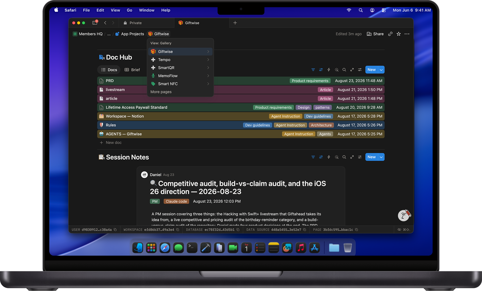 The Foundry documentation and working notes in Notion