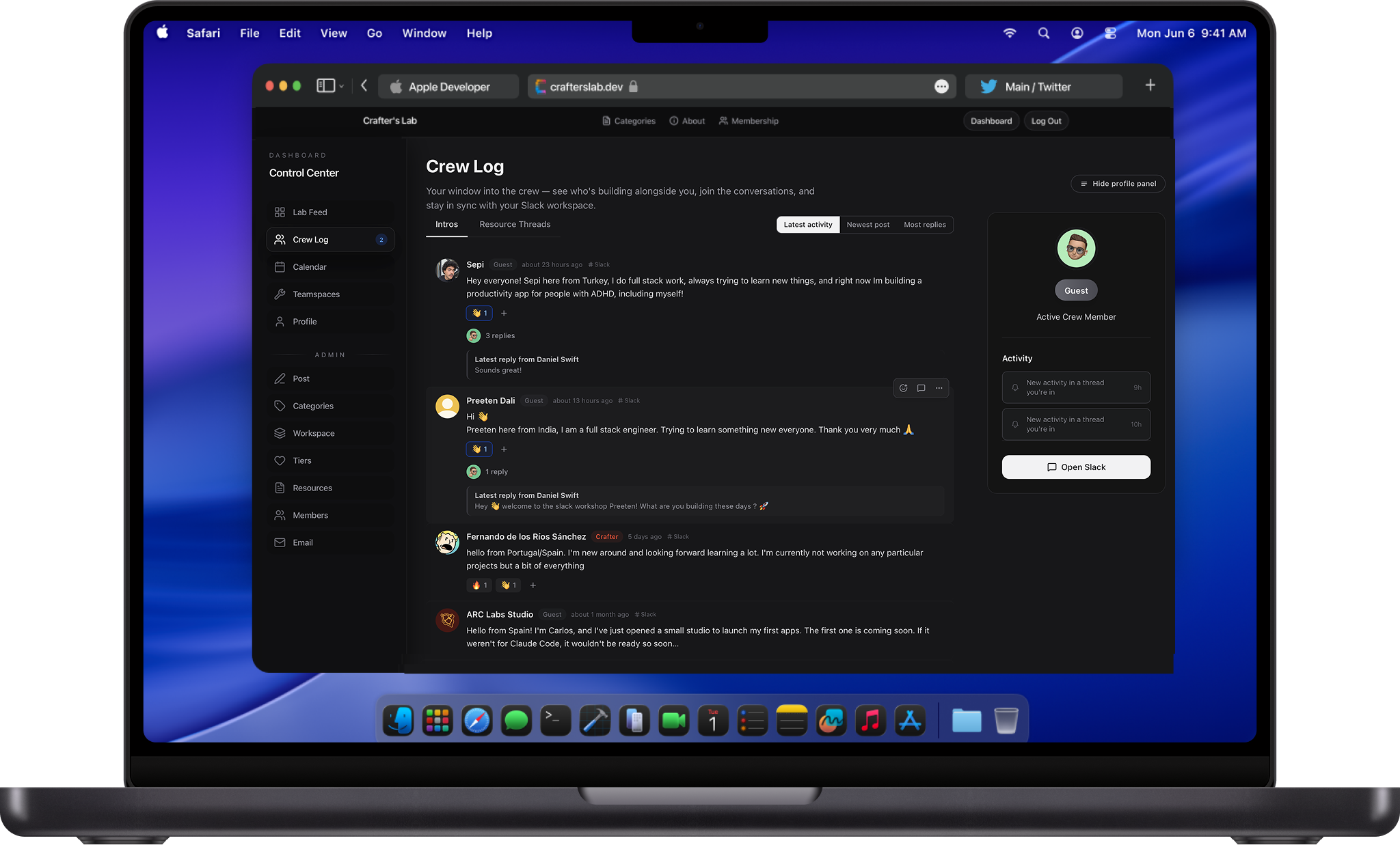 Crew Log interface preview